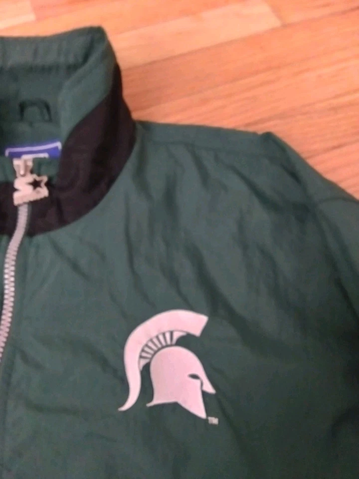 Chaqueta de calentamiento de nailon vintage de nailon para hombre Michigan State Spartans NCAA talla XL Foto 3 de 4