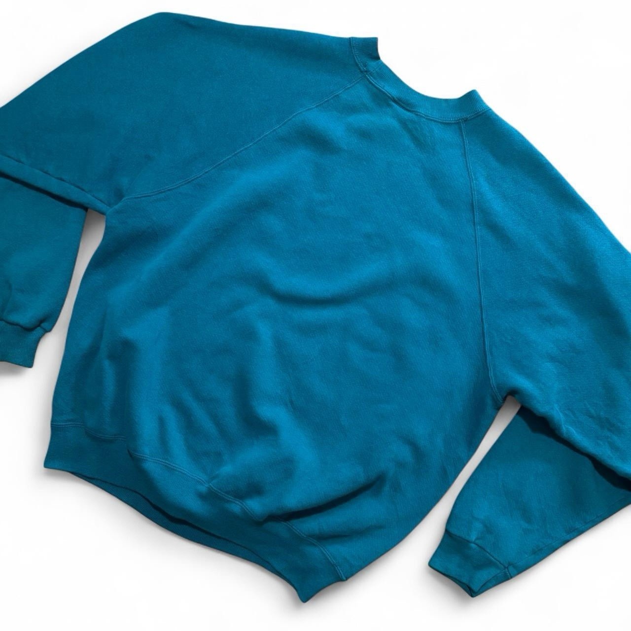 Vintage 90s Teal Basic Plain Pullover Essential C… - image 6