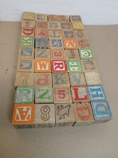 45 Vintage Assorted Wooden Letter Number Spelling Counting Children's Blocks