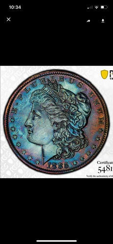 1885 O US Morgan Silver Dollar $1 toned Unc