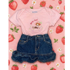 Strawberry Shortcake Shirt Skirt Set 6-9M upcycle
