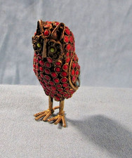 Petit hibou serti de pierres imitation corail & turquoise Artisanat du Népal