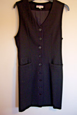 Talbots 100% Wool Black Lined Jumper Buttoned Dress w/ Pockets Size 6 USA Made