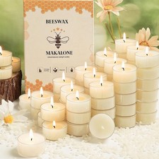 24Pcs White Beeswax Tea Light Candles-4 Hour Burn Time,100 Pure Natural Beesw...