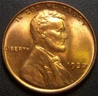 1937 Lincoln Cent - Nice Uncirculated Red Coin