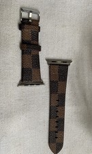 Genuine Leather Apple Smart Watch Band 42 mm For iWatch Series Brown Checkers