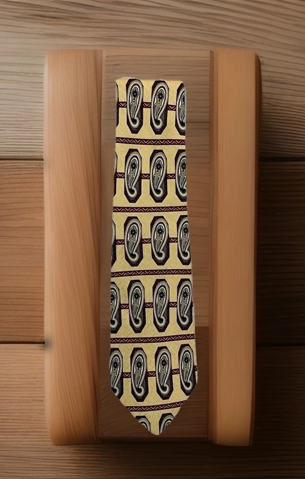 Cowboys Up-Western Theme Silk Tie RoundTree & Yorke 100% Silk Necktie Tie Gold - Image 2 of 4