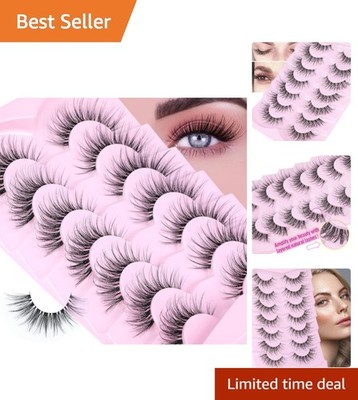 Natural Wispy False Eyelashes 7 Pairs Mink Fluffy Cat Eye Lashes