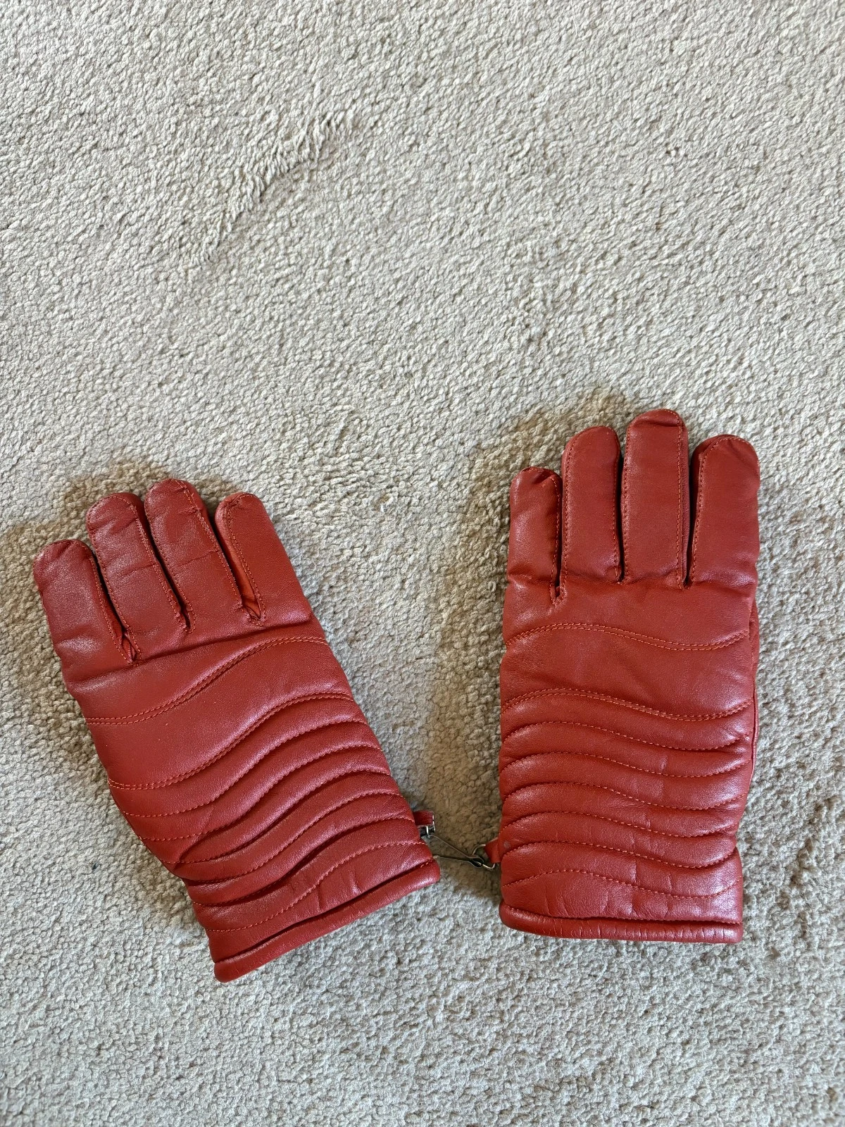 Vintage Saranac insulated orange leather ski gloves outdoor gorpcore women's S/M