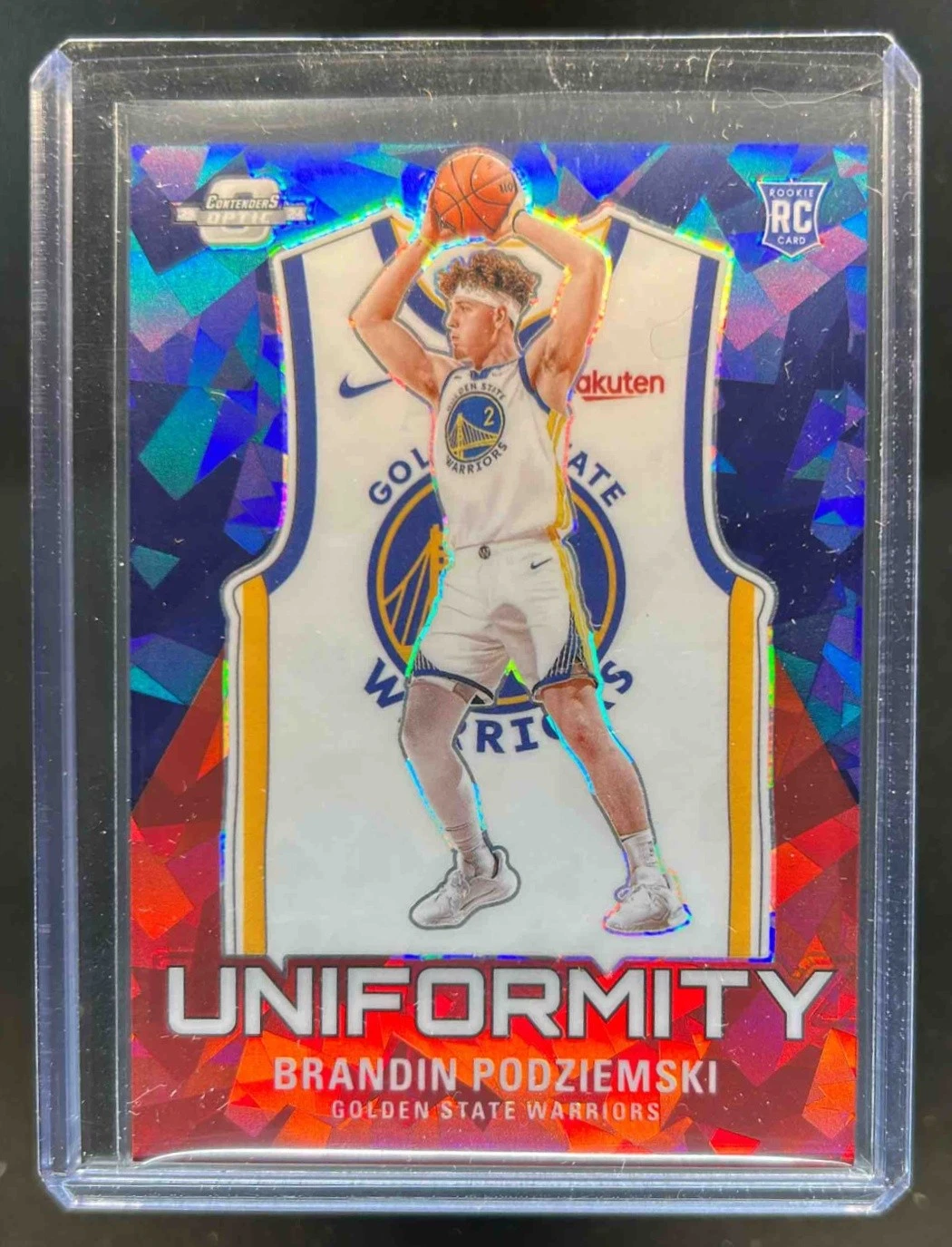 2023-24 Contenders Optic Brandin Podziemski Uniformity RC Red Cracked Ice #/175