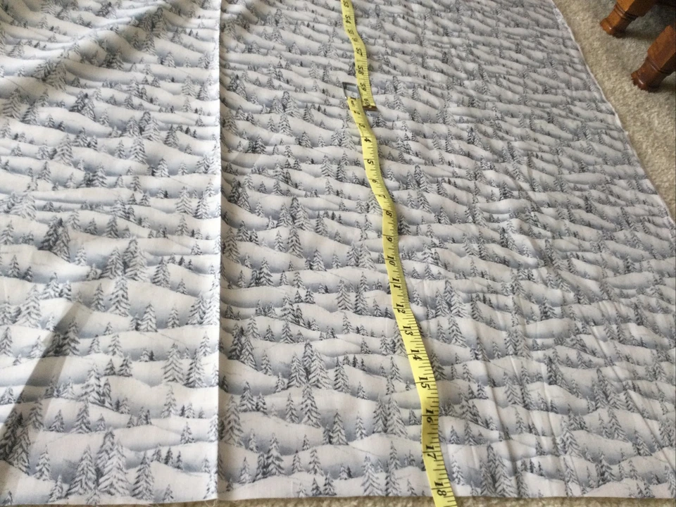 2 Yards Moda "Christmas Toile" Village Cotton Quilt Fabric White Trees - Image 2 of 4
