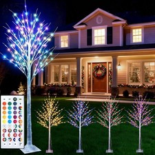 7Ft Birch Tree with LED Lights 35 Colors Changing Lighted Birch Tree Outdoor