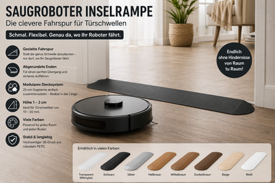 Saugroboter Rampe Türschwelle 10 20 mm schmal kein Zuschneiden Fahrspur Lösung