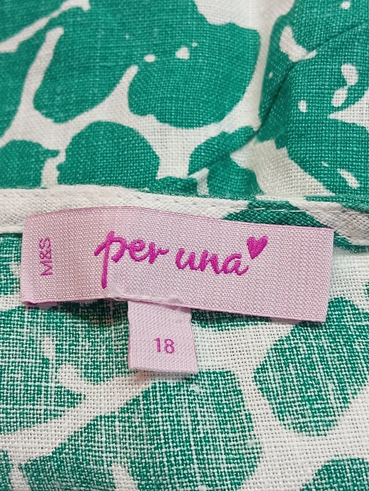 PER UNA Jupe en lin Dames Jupe T EU 50 turquoise-blanc style décontracté - Photo 4/4
