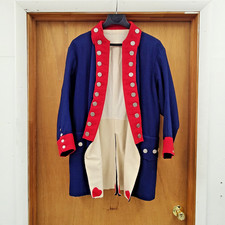 Revolutionary War Reenactor Wool Coat West Jersey Artillery Blue Red USA Buttons