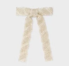A NEW DAY  Seedbead Bow Hair Barrette Ivory NWT  BUY MORE, SAVE MORE   