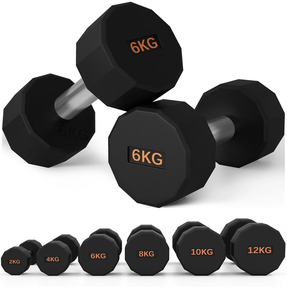 SPORTNOW Dumbbells Weights Set with 12-Sided Shape and Non-Slip Grip, 2 x 6kg, photo 1 of 5