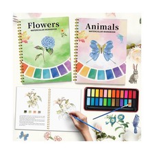 Watercolor Workbook - Coloring Book Beginner Friendly Painting Kit,... Fast Ship