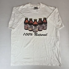 Vintage 90s Screen Stars T Shirt Mens XL 22x26 White Everfresh Tea Single Stitch