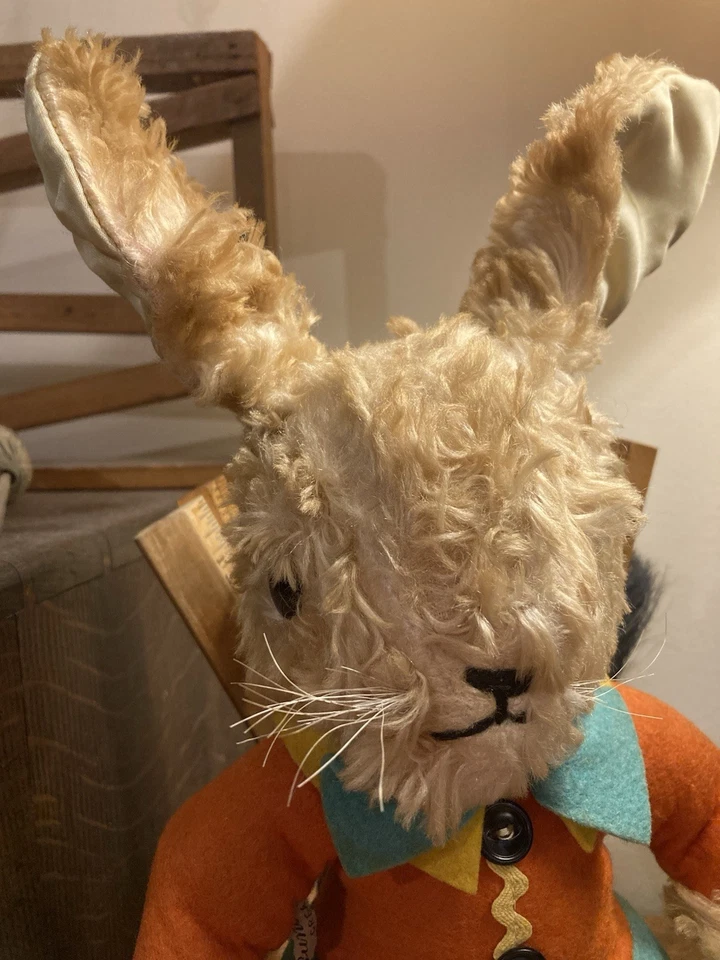 Vintage Gund Rabbit 1940-50 Old Label Fifth Ave New York Blue Bow Tie - Image 3 of 4