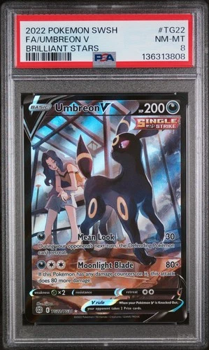 2022 POKEMON SWORD & SHIELD BRILLIANT STARS #TG22 FULL ART/UMBREON V PSA 8
