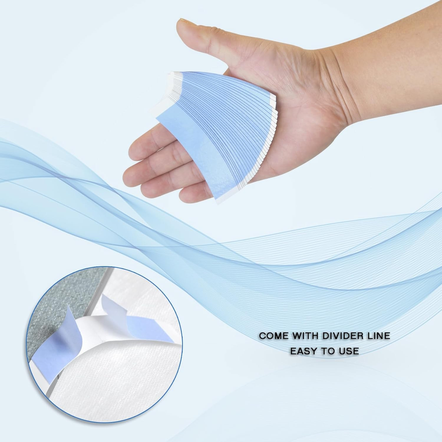 36Pcs Blue Double Sided Waterproof Lace Wigs Adhesive Tape Strips for Lace Front