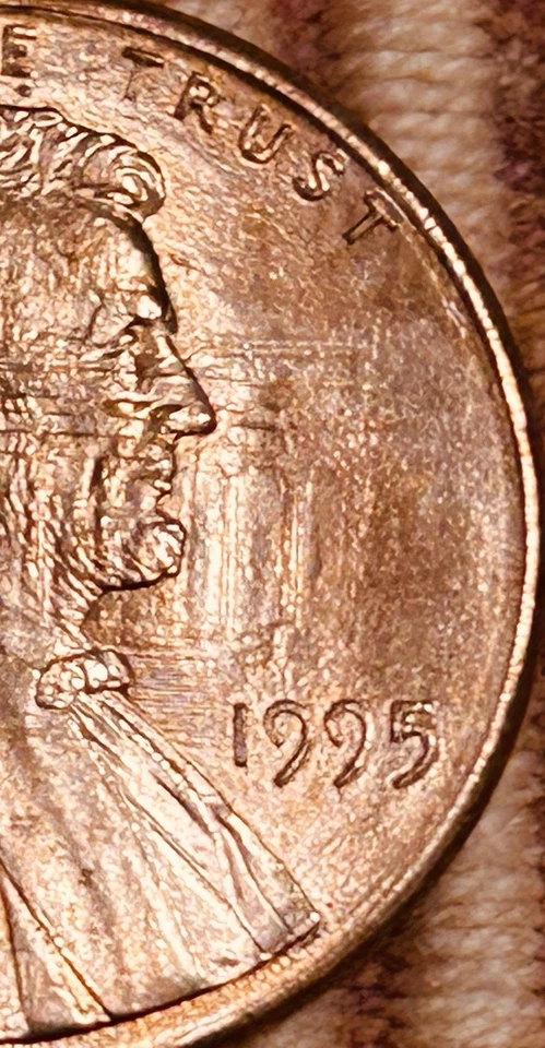 ⚜️⚜️1995 Lincoln Penny Strong Die Clash Image Of Memorial Shown At Obverse & DDR - Image 3 of 4