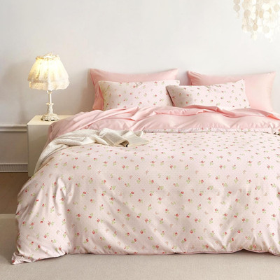 - Floral Comforter Set, Coquette Cottagecore Aesthetic Cute Flower Rose Pattern