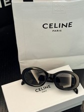 Celine CL40194U Triomphe Oval Women Sunglasses Black Gray Lens Gold