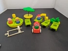 Vintage Fisher Price Little People School Desks Playground Bike Merry Go Round
