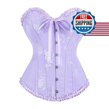 Women's Overbust Costume Corset Renaissance Victorian Halloween Purple 2XL