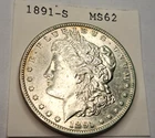 1891-S Morgan Silver Dollar Coin, Gem BU++ Blazer Brilliant White Key MS P271