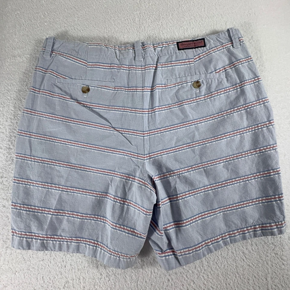 Pantalones Cortos Vinyard Vines Para Hombre 35 Azul Rayas 7" Entrepierna Verano Algodón Preppy Playa Foto 2 de 4