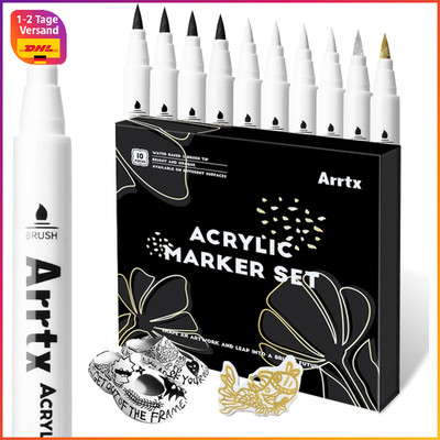Acrylstifte Wasserfest 10 Stück Dual Tip Marker für Steine Holz Glas Papier