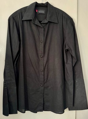 Misha Nonoo Black Cotton Iconic Boyfriend Shirt US Medium