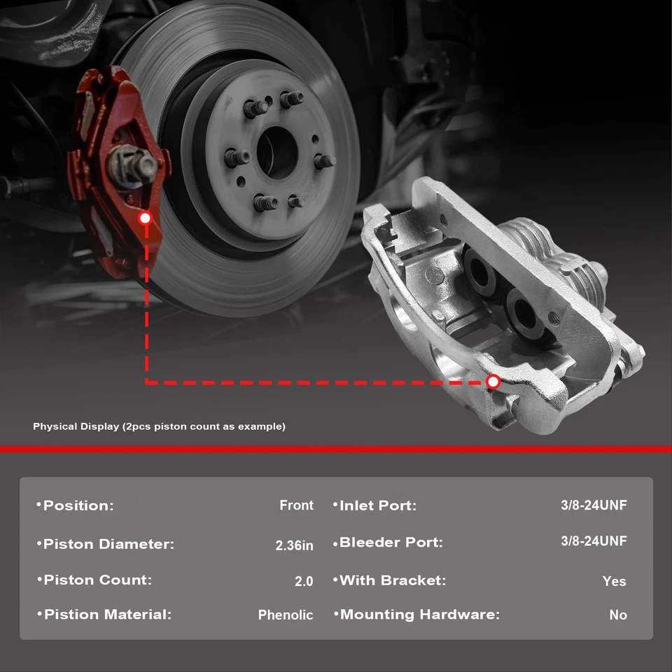 Front + Rear Brake Caliper w/ Bracket for Ford F-350 Super Duty 2013-2021 2022 Foto 4 de 4