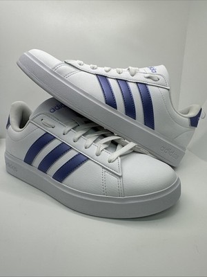 Size 9 Women's Adidas Grand Court 2.0 White Blue Spark Metallic IG9247 Shoes