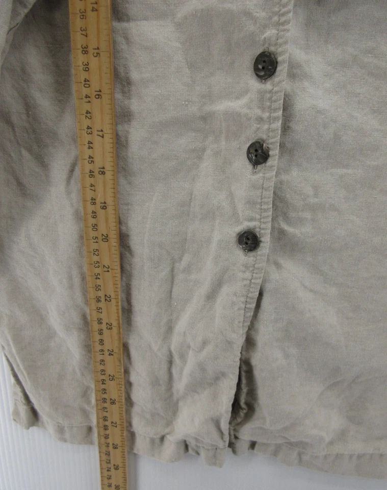 ВИНТАЖНЫЙ Valerie Stevens верхний женщин средний миниатюрных бежевый льняной блузка Lagenlook - Изображение 4 из 4