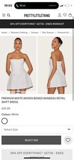 PREMIUM WHITE WOVEN BONED BANDEAU DETAIL SHIFT DRESS
