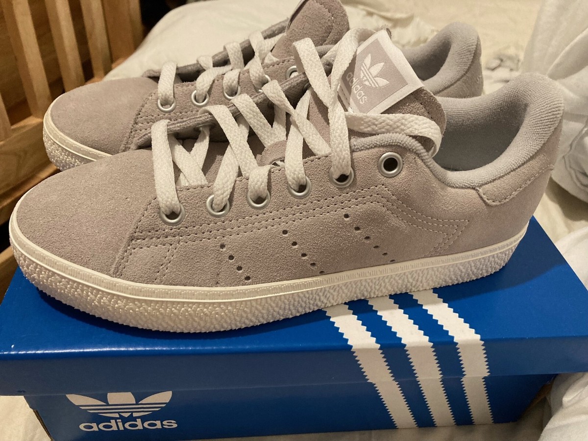 New Adidas Stan Smith Junior Grey White Suede UK UK