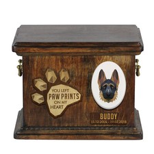 German Shepherd Wooden Urn With Dog Art-Dog