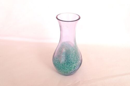 Caithness Glass Vintage Small Posy Vase Blues & Purples Swirl Etched - Picture 3 of 13