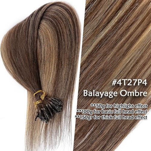 US 100% Human Hair Nano Ring Beads Tip Remy Hair Extensions Thick FULL HEAD 150G - Picture 54 of 54