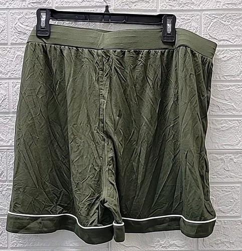 New Cozy Earth Bamboo Stretch Knit Classic Pajama Shorts Olive Size 2XLarge - Picture 3 of 7