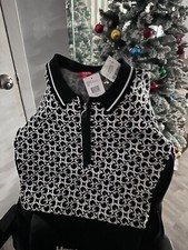New Guess Lohan Logo Half Zip Sweater Women's Size XL Navy White Long Sleeve NWT