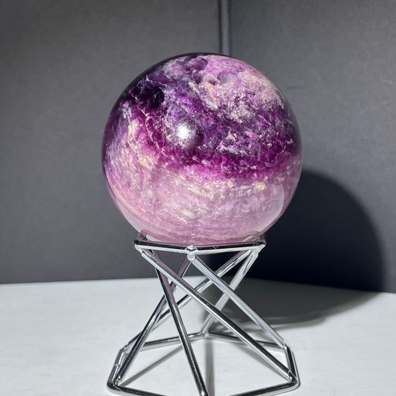 334g Natural Fluorite Quartz Sphere Crystal Ball for Reiki Healing & Energy Decor