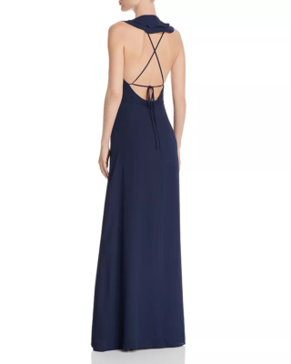 Wayf Womens Riley Ruffled Sleeveless Wrap Dress Navy M