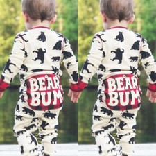 Body Neonato Estivo Unisex Neonata Manica Lunga Tutina Cotone Orso Stampa Outfit