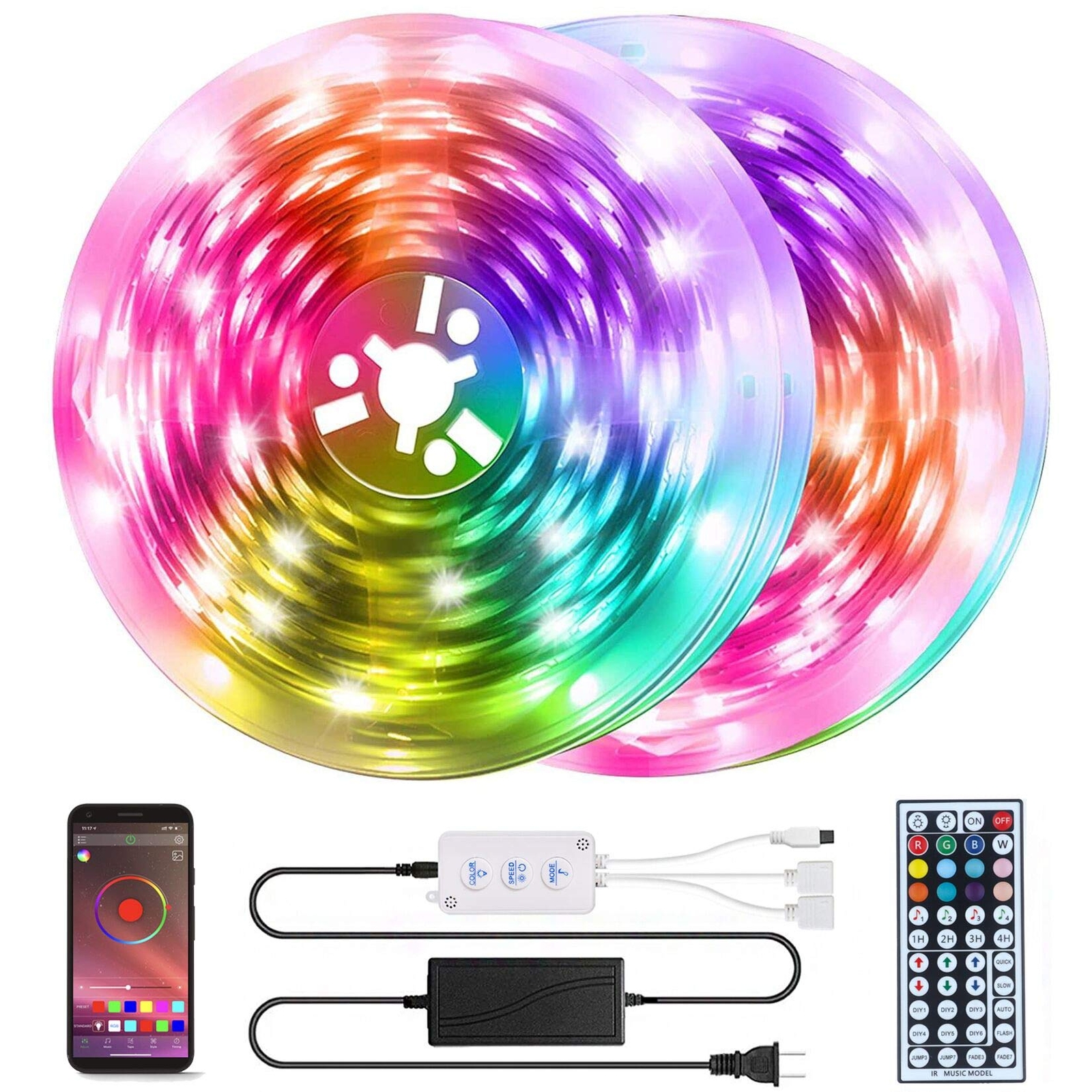 50ft LED Strip Lights with Music Sync Color Changing for Bedroom Home Decor