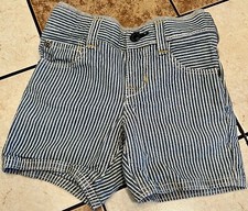 Baby Gap 18-24 Months Blue Pinstriped Denim Shorts With Soft Elastic Waistband